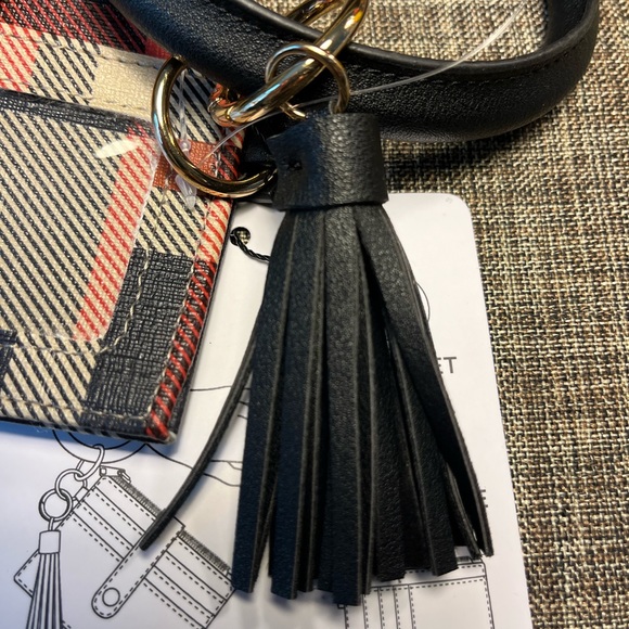 5299-ITT New KeyRing Plaid Print  PU Leather Tassel Clutch Wallet Bracelet - Picture 5 of 11